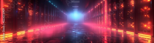 Abstract technology background. In the realm of digital infrastructure, the data center stands as a fortress of knowledge, safeguarding the invaluable insights that drive progress and innovation.