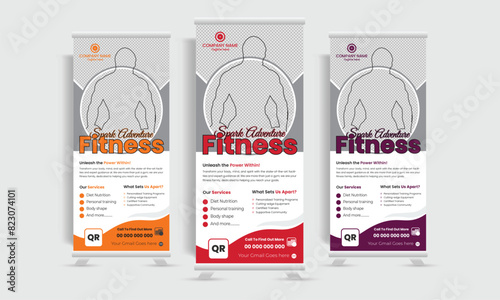 Unique and modern roll up banner design template. Formal and futuristic dl flyer vector design template design. 