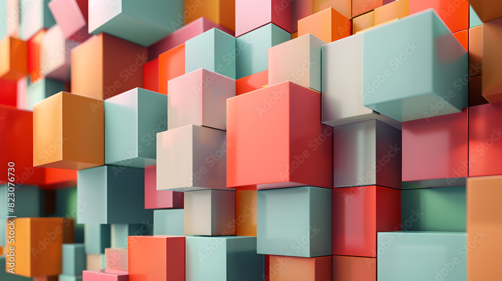 Obraz premium Background design abstract geometric blocks 3d render blocks, generative Ai