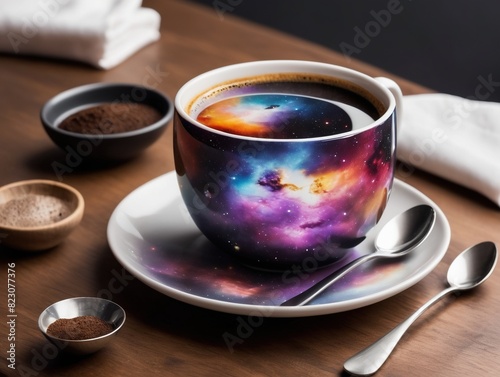 Galaxies and stars on a coffee mug
