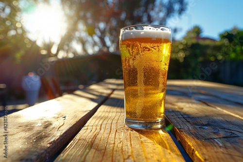 a glass of beer on a table