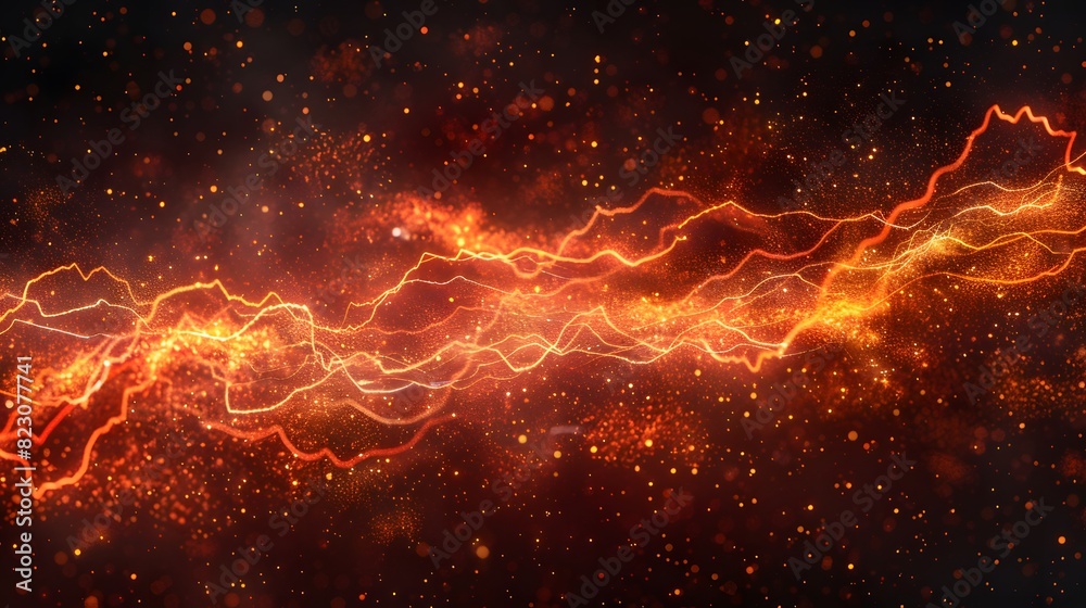 Abstract background with red lightning and orange electric energy Abstract background with red lightning and orange electric energy