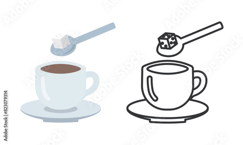 コーヒーに砂糖を入れるイラスト
