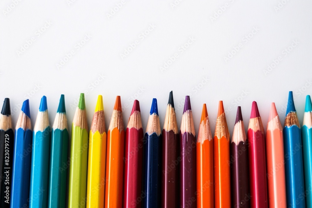 a row of colored pencils a row of colored pencils