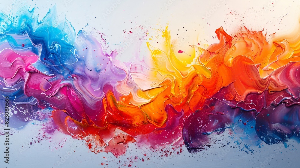 Colorful abstract painting displaying a variety of hues and shades Colorful abstract painting displaying a variety of hues and shades