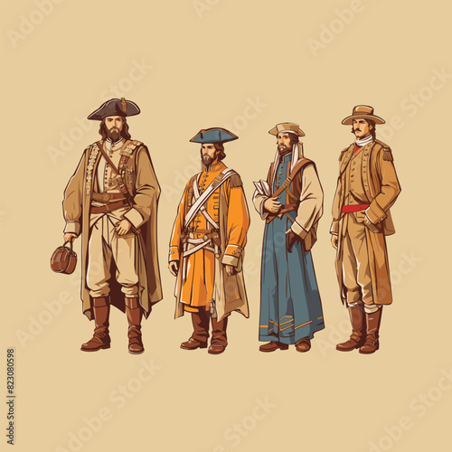 illustration of a group of historical scientists