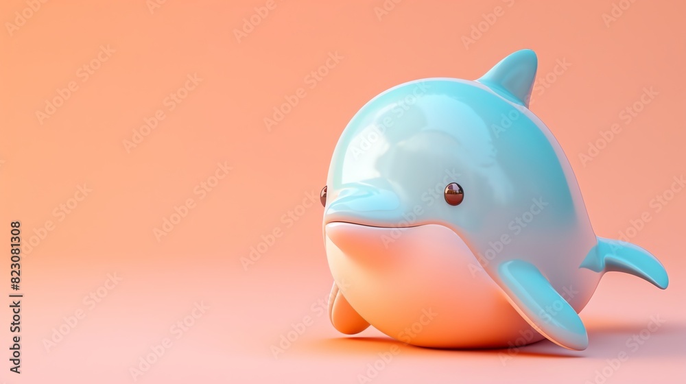 A cute and friendly cartoon dolphin, perfect for a children's book illustration. 3D illustration with copy space A cute and friendly cartoon dolphin, perfect for a children's book illustration. 3D illustration with copy space