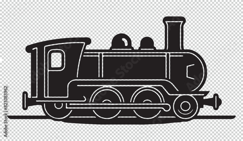Simple locomotive silhouette, vector illustration on transparent background