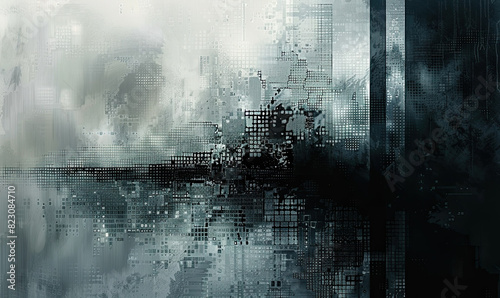 Modern abstract with a digital pixel noise effect in shades of gray and black   Generate AI