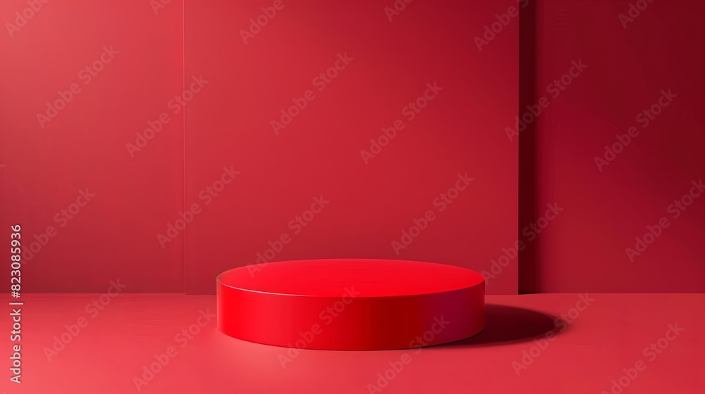 Dynamic red backdrop with sleek podium. Minimalistic 3D rendering style Dynamic red backdrop with sleek podium. Minimalistic 3D rendering style