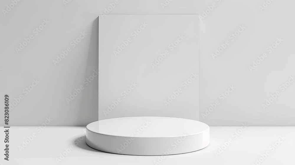 Sleek white podium on matching backdrop. Minimalistic 3D rendering design concept Sleek white podium on matching backdrop. Minimalistic 3D rendering design concept