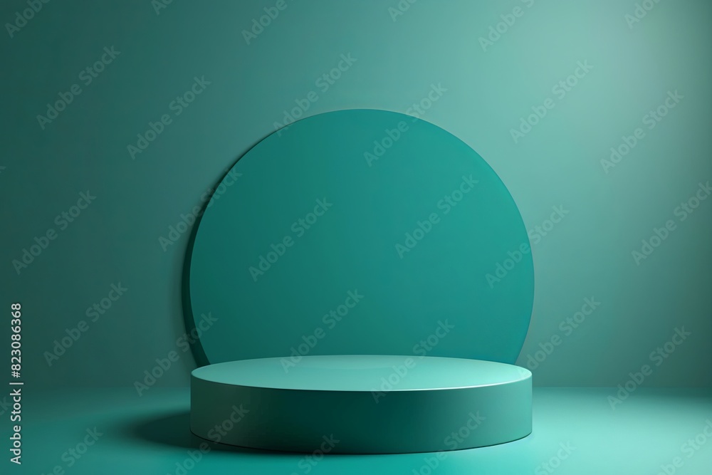 Teal podium on matching background. 3D design concept with minimalist style Teal podium on matching background. 3D design concept with minimalist style