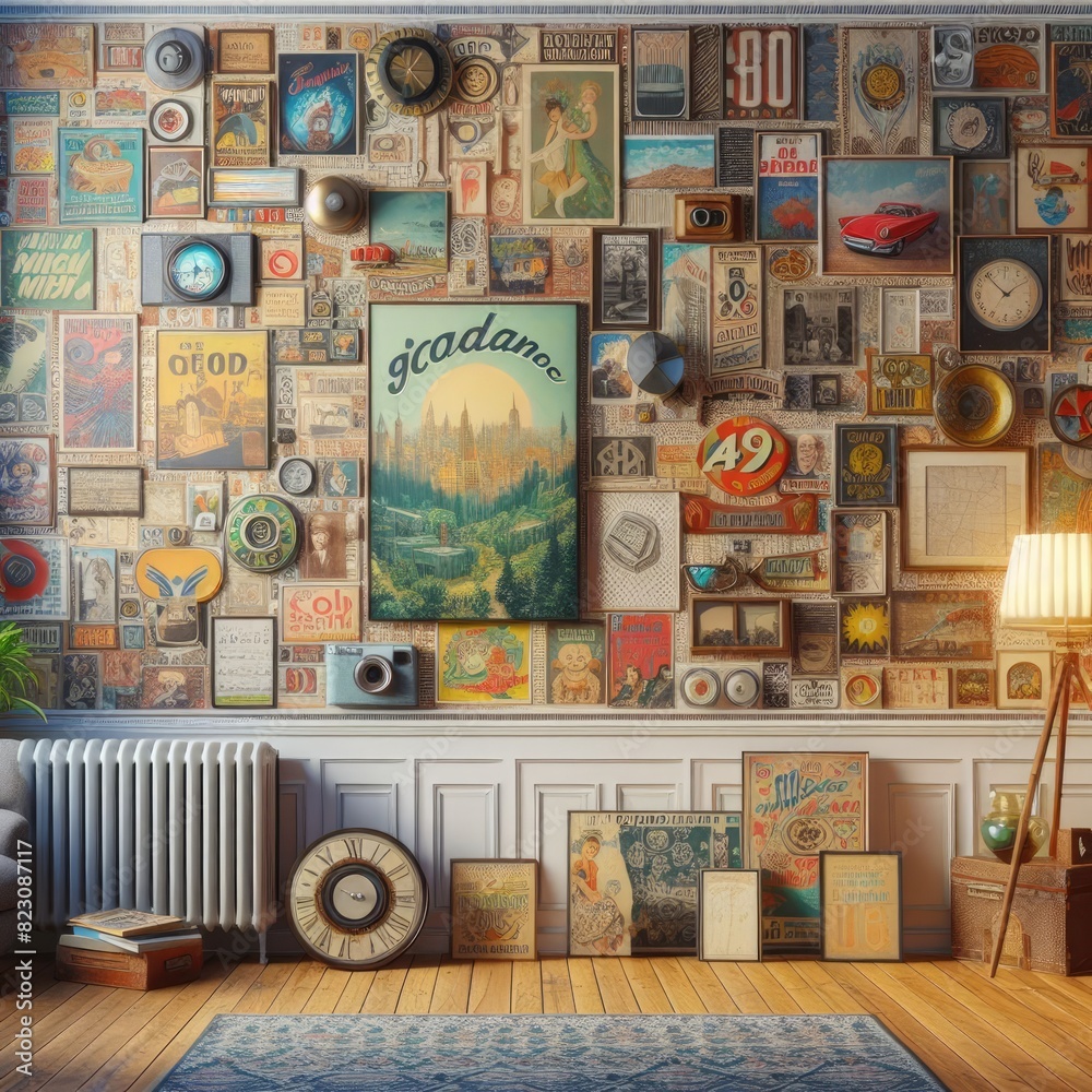 Obraz premium A Touch of the Past: Retro Wallpaper Enhancing Room Walls