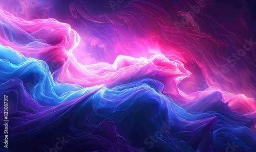 Modern abstract with neon pink and electric blue streaks against a dark background  Generate AI