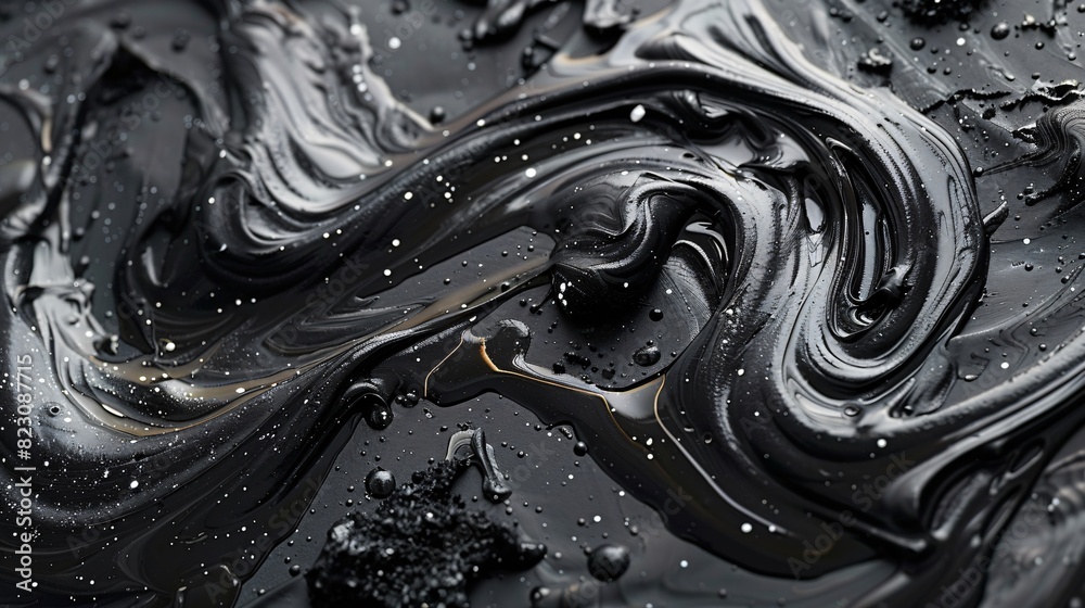 Detailed view of a swirling black and white pattern Detailed view of a swirling black and white pattern