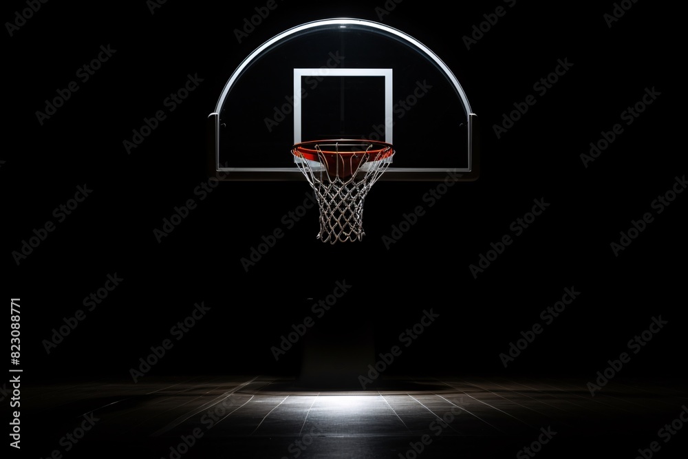 a basketball hoop with a black background