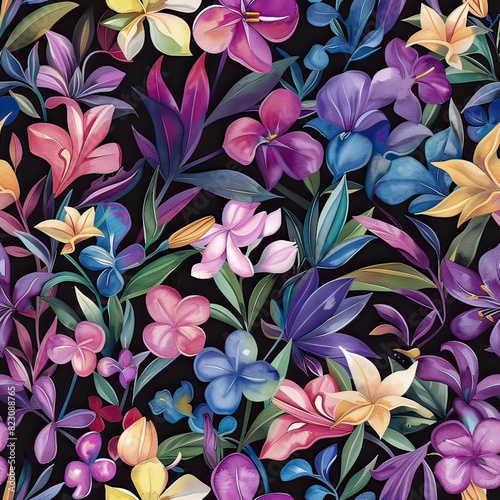 Floral elements intertwined with LGBTQ symbols  seamless pattern  illustration  watercolor technique  soft and delicate portrayal of LGBTQ pride