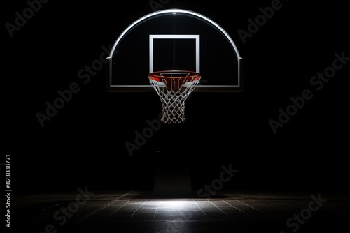 a basketball hoop with a black background