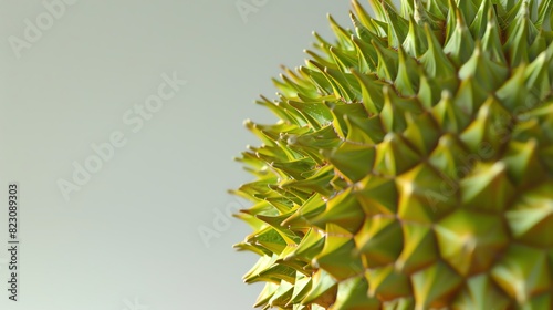 A close-up of a Durian fruite isolated on solid color background.