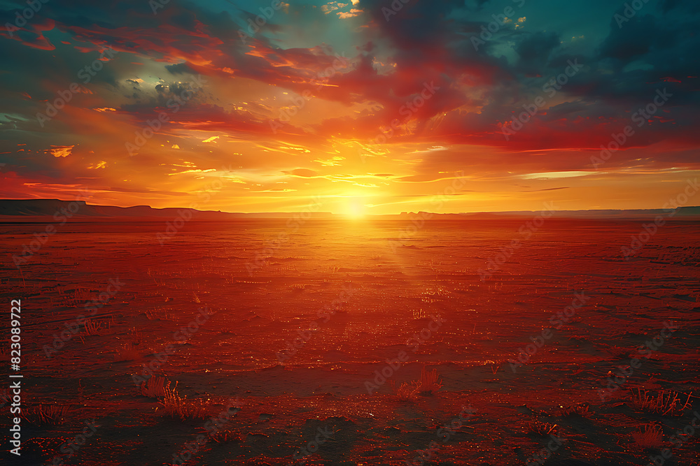 Minimalist Desert Sunset Stock Photo