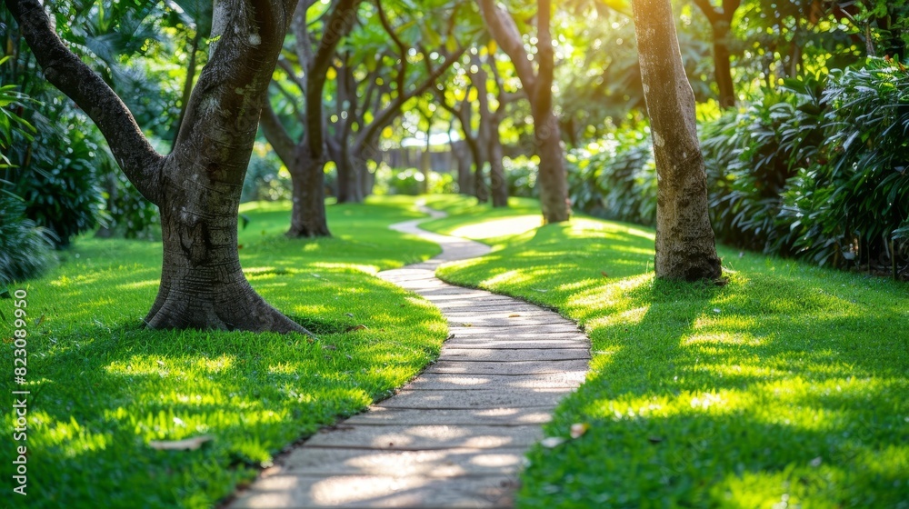Fototapeta premium Intriguing insect tracks tiny pathways weaving through the grass and soil environment