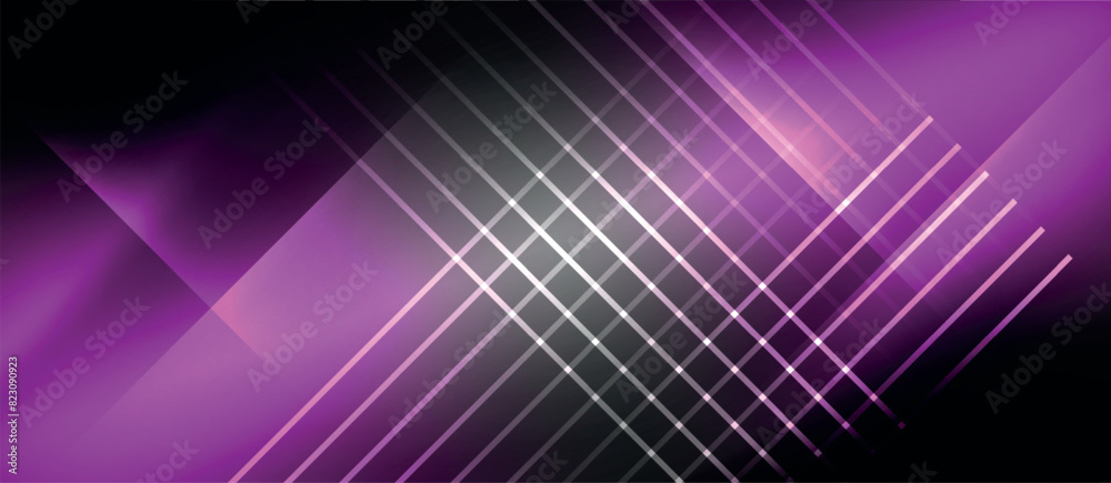 The image features vibrant glowing lines set against a dark background blending shades of black and purple, creating a striking and colorful contrast The image features vibrant glowing lines set against a dark background blending shades of black and purple, creating a striking and colorful contrast