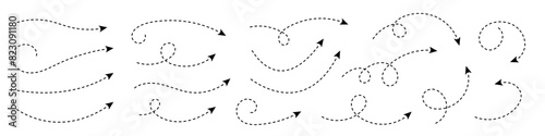 Curved dotted arrow. Zigzag arrow stripes design with dotted lines.