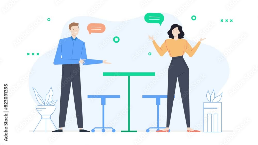 business office and interaction animation concept business office and interaction animation concept