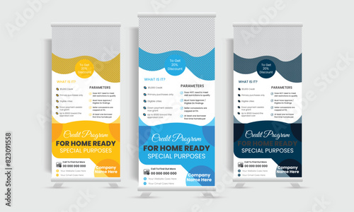Formal and modern business roll up vector design template. 