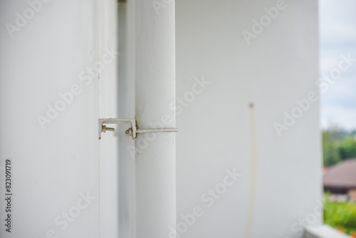 Картината върху платно Close-up of a white drainpipe