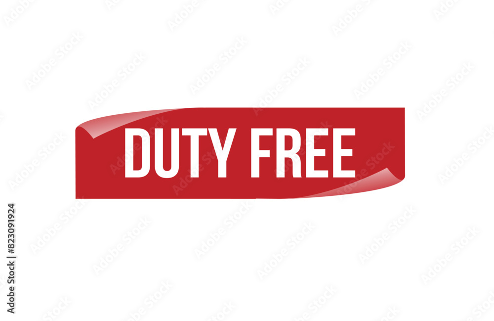 Duty free red ribbon label banner. Open available now sign or duty free tag.