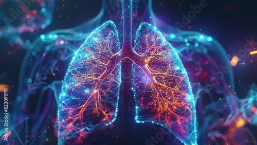 Human lungs. Lung Cancer Awareness. Lung Disease. Respiratory System Collapse. Respiratory Illness. World No Tobacco Day. Symbolizing Anti-Tobacco and Healthy Life. Human lungs caused by smoking. 4K  photo