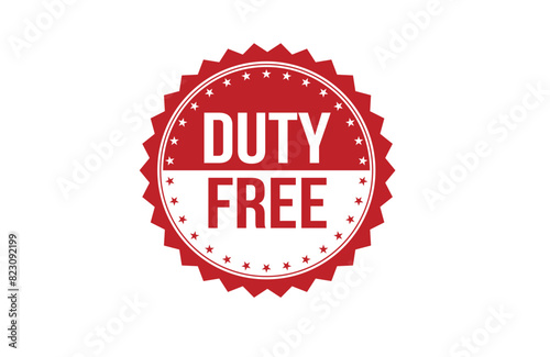 Duty free red ribbon label banner. Open available now sign or duty free tag.