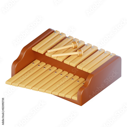 Kolintang Indonesian Traditional Instrument 3D Icon © uigodesign