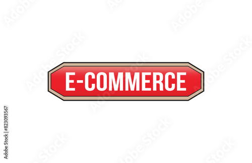 Red banner E-commerce on white background. © Md Mojammel