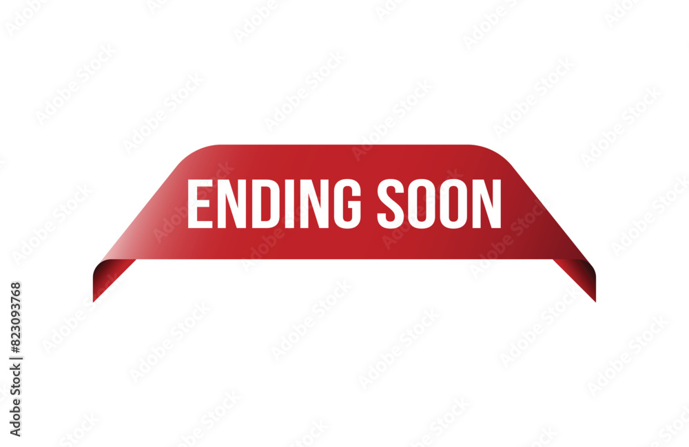 Ending soon red ribbon label banner. Open available now sign or ending soon tag. Ending soon red ribbon label banner. Open available now sign or ending soon tag.