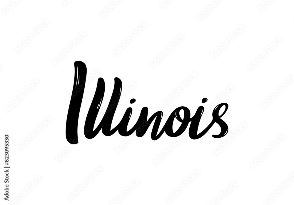 Illinois Lettering. Handwritten State name. Vector design template. Illinois Lettering. Handwritten State name. Vector design template.