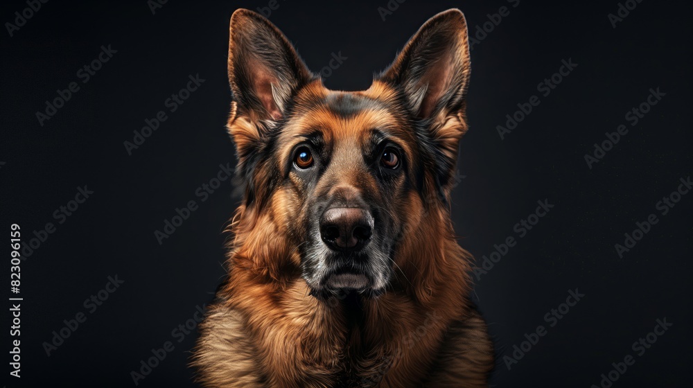Creative image focusing on the upright ears of a German Shepherd with the face artistically blurred out Creative image focusing on the upright ears of a German Shepherd with the face artistically blurred out