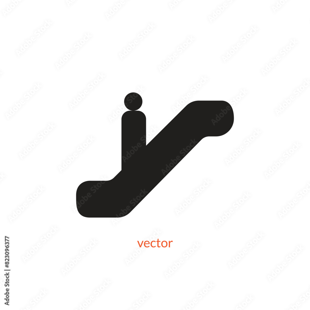 Escalator vector icon, on white background. Escalator vector icon, on white background.
