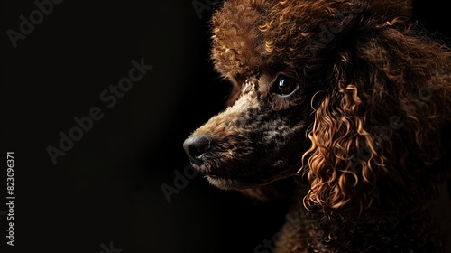 Elegantly detailed side profile of a brown Poodle highlighting its curly fur