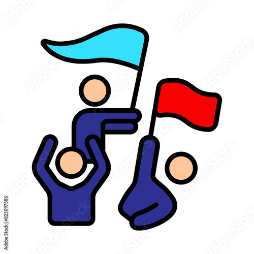 People with a flag. Protest, elections, rally, freedom, independence, civil war, freedom of speech, demonstration, detentions, will of the people, debate, voters.