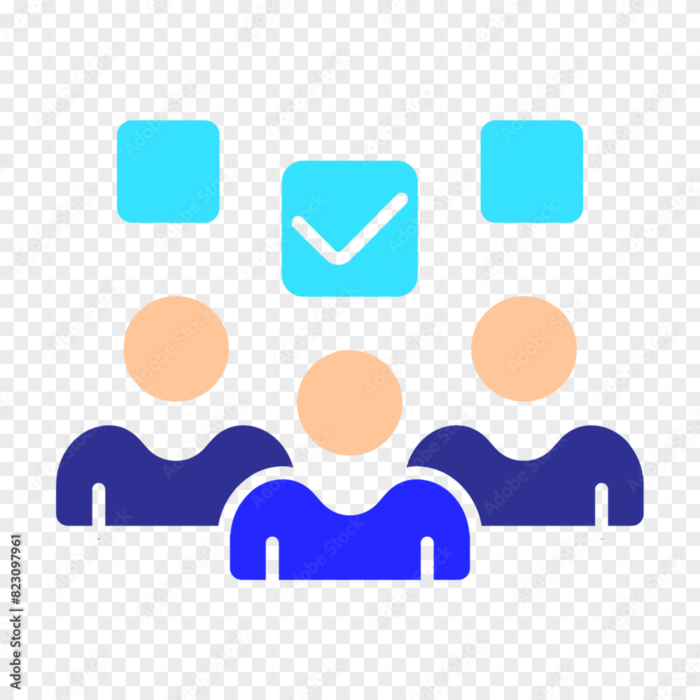 Election set icon. Group of people, checkboxes, voter choice, political decision, voting process, democracy, election participation, candidate selection, ballot marking. Election set icon. Group of people, checkboxes, voter choice, political decision, voting process, democracy, election participation, candidate selection, ballot marking.