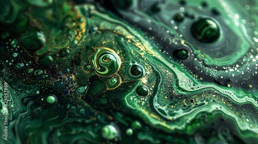 Detailed view of swirling green and black liquid Detailed view of swirling green and black liquid