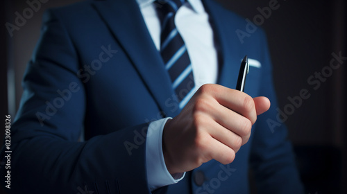 Business Project Approval: Businessman Using Tablet to Approve Corporate Project with Checkbox Markings
