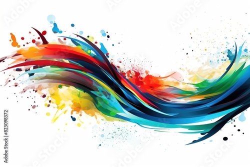 Olympic colors and lines, background. An abstract colorful curly line highlighted on a white background, a sports concept, a frame with colorful stripes, a place to copy your text.
