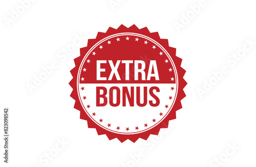Extra bonus red ribbon label banner. Open available now sign or Extra bonus tag.