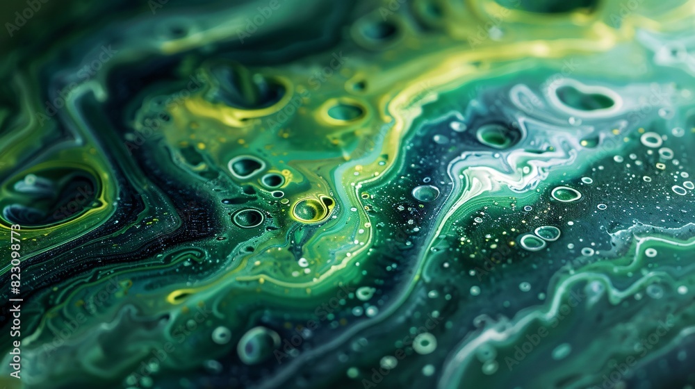 Detailed view of green and yellow liquid mixture Detailed view of green and yellow liquid mixture