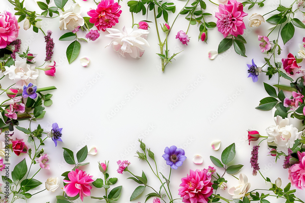 A flowery border with a white background