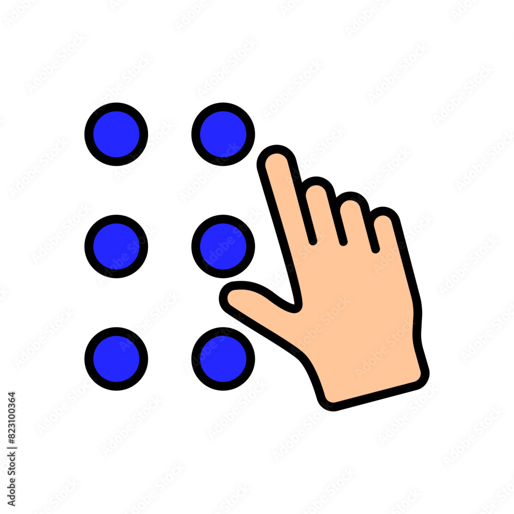 Fototapeta premium World Braille day line icon. Blindness, cecity, ablepsia, loss of sight, eye problems, farsightedness, myopia, disabled person, people with disabilities, medicine, ableism, handicapped