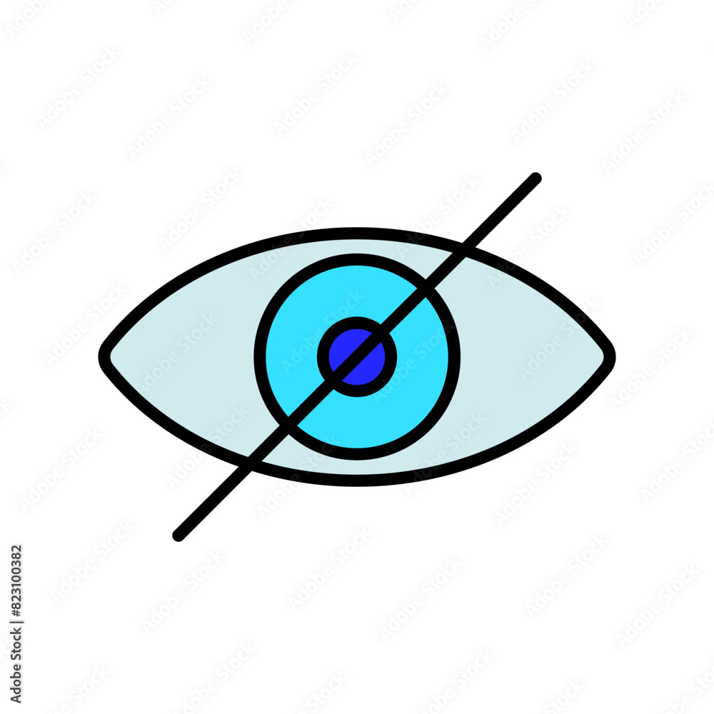 Blindness set icon. Eye crossed out, visual impairment, sight loss, disability, vision, accessibility, support, healthcare, awareness, medical condition, independence, aid. Blindness set icon. Eye crossed out, visual impairment, sight loss, disability, vision, accessibility, support, healthcare, awareness, medical condition, independence, aid.